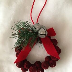Red Bell Wreath Ornament with Silver Accents